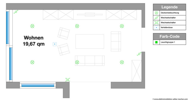 Hauptbeleiuchtung im Wohnzimmer einplanen