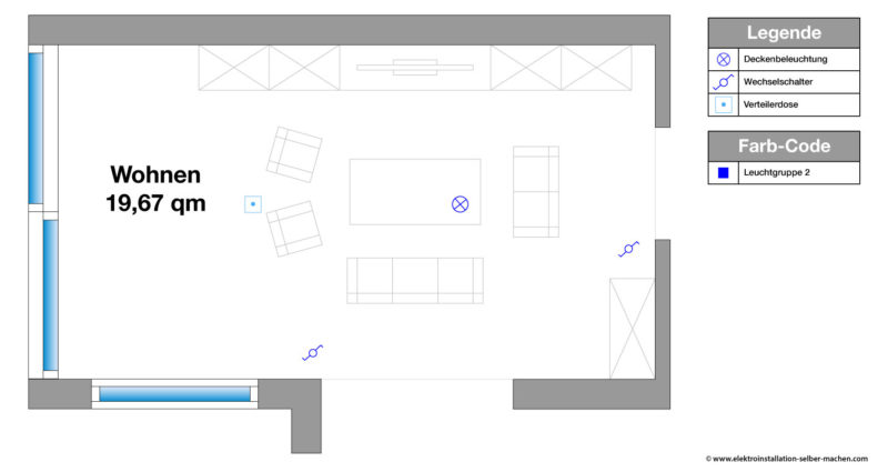 Beleuchtung 2 im Wohnzimmer einplanen