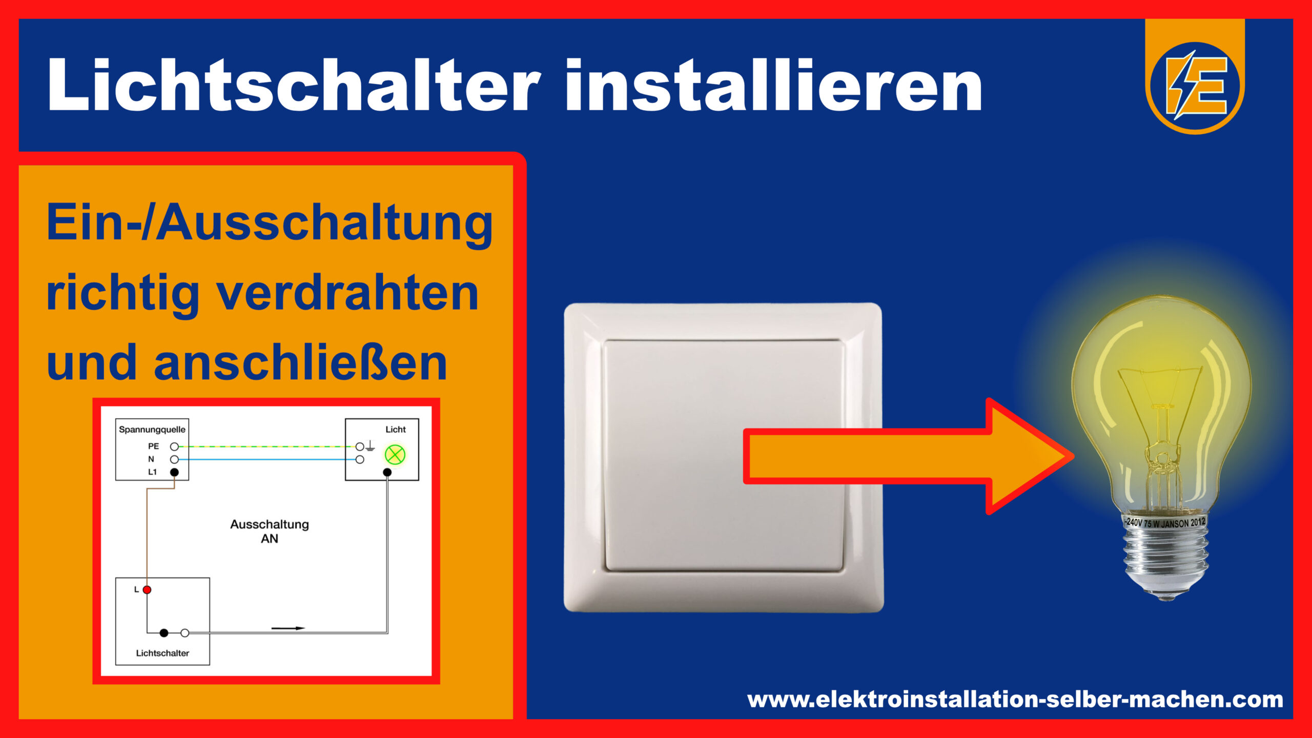 Ausschaltung verklemmen, Lichtschalter anschließen, Anleitung, Elektroinstallation, Ratgeber, Ausschaltung anschließen