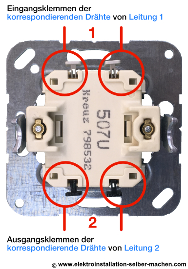 Kreuzschalter Aufbau, kreuzschaltung erklärt, kreuzschaltung anschließen und verdrahten, Elektroinstallation, Kreuzschalter anschließen
